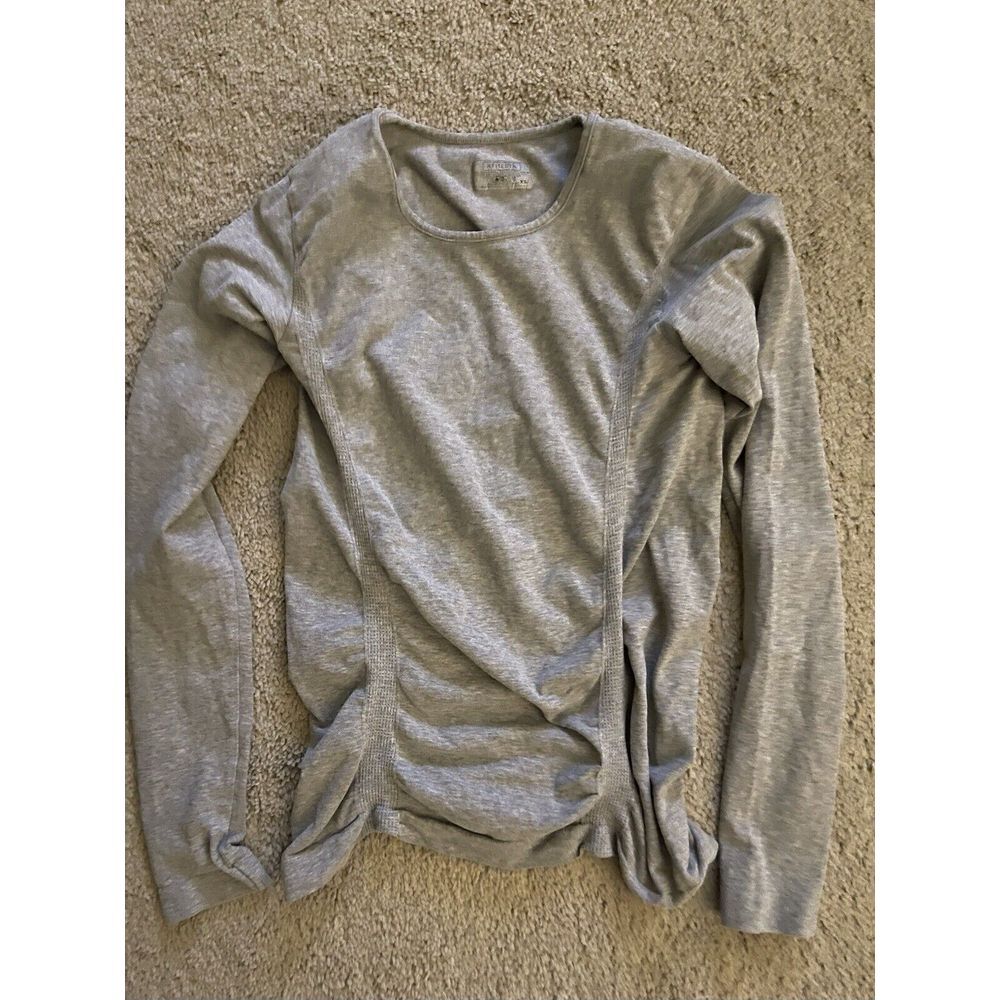 Athleta USA Foresthill Ribbed Stretch Long Sleeve LS Crew Gray XS